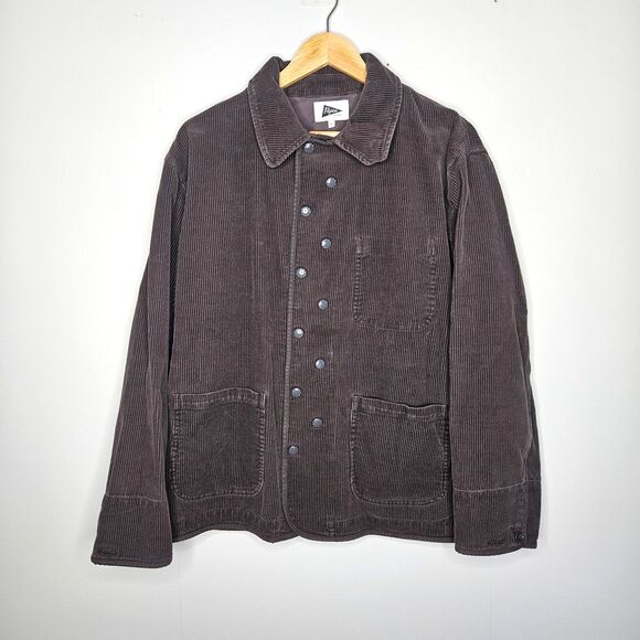 PILGRIM SURF + SUPPLY Mendal Corduroy Welders Jacket Mens Small Gray Snaps Japan - Picture 1 of 9